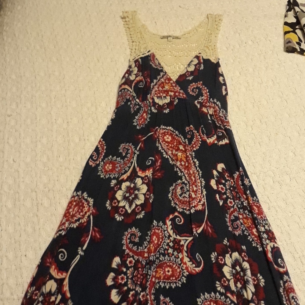 Printed and crochet dress